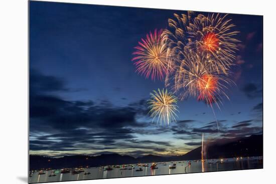 4th of July Fireworks over Whitefish Lake in Whitefish, Montana-Chuck Haney-Mounted Premium Photographic Print