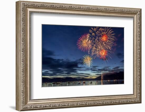 4th of July Fireworks over Whitefish Lake in Whitefish, Montana-Chuck Haney-Framed Photographic Print