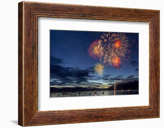 4th of July Fireworks over Whitefish Lake in Whitefish, Montana-Chuck Haney-Framed Photographic Print