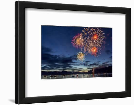 4th of July Fireworks over Whitefish Lake in Whitefish, Montana-Chuck Haney-Framed Photographic Print