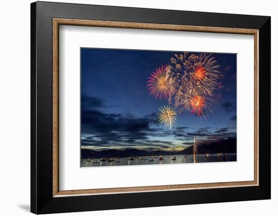 4th of July Fireworks over Whitefish Lake in Whitefish, Montana-Chuck Haney-Framed Photographic Print