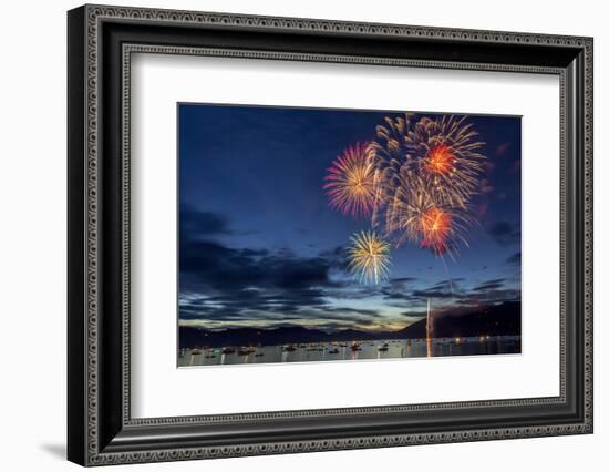 4th of July Fireworks over Whitefish Lake in Whitefish, Montana-Chuck Haney-Framed Photographic Print