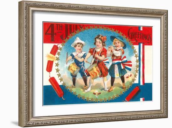 4th of July Greetings, Child Fife and Drum Corps-null-Framed Art Print