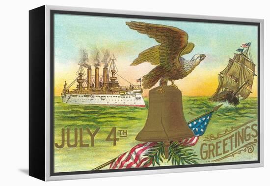 4th of July Greetings, Liberty Bell, Etc.-null-Framed Stretched Canvas