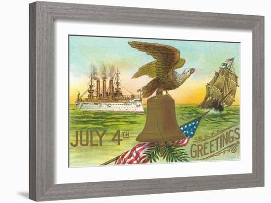 4th of July Greetings, Liberty Bell, Etc.-null-Framed Art Print