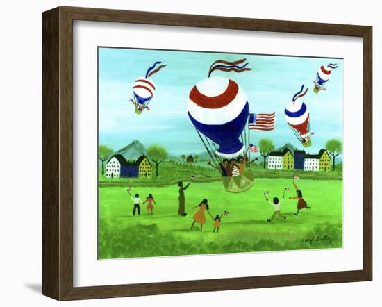 4th of July Hot Air Ballons-Cheryl Bartley-Framed Giclee Print