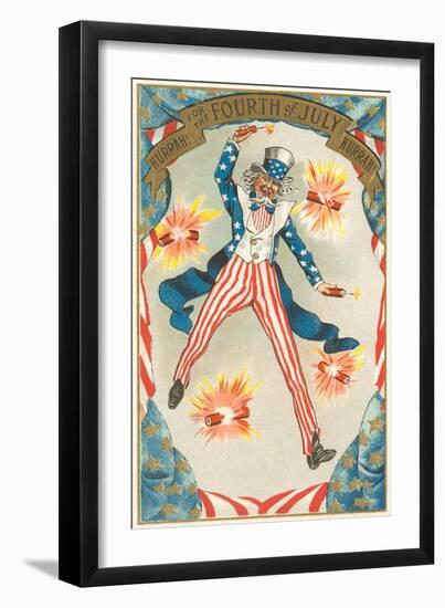 4th of July, Uncle Sam Throwing Firecracker-null-Framed Art Print