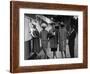 5 Models Wearing Fashionable Dress Suits at a Race Track Betting Window, at Roosevelt Raceway-Nina Leen-Framed Photographic Print