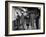 5 Models Wearing Fashionable Dress Suits at a Race Track Betting Window, at Roosevelt Raceway-Nina Leen-Framed Photographic Print