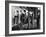 5 Models Wearing Fashionable Dress Suits at a Race Track Betting Window, at Roosevelt Raceway-Nina Leen-Framed Photographic Print