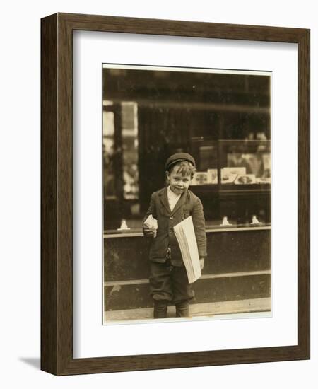 5 Year Old Newsboy Tommy Hawkins Only 3 Ft 4 Ins Tall, Working in St. Louis, Missouri, 1910-Lewis Wickes Hine-Framed Giclee Print