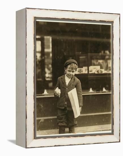 5 Year Old Newsboy Tommy Hawkins Only 3 Ft 4 Ins Tall, Working in St. Louis, Missouri, 1910-Lewis Wickes Hine-Framed Premier Image Canvas