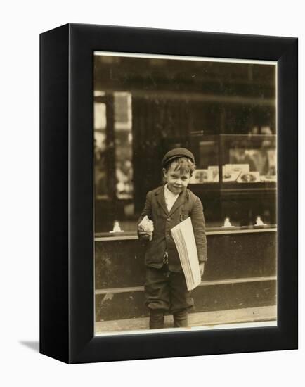 5 Year Old Newsboy Tommy Hawkins Only 3 Ft 4 Ins Tall, Working in St. Louis, Missouri, 1910-Lewis Wickes Hine-Framed Premier Image Canvas