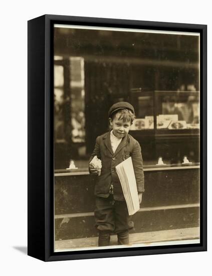 5 Year Old Newsboy Tommy Hawkins Only 3 Ft 4 Ins Tall, Working in St. Louis, Missouri, 1910-Lewis Wickes Hine-Framed Premier Image Canvas