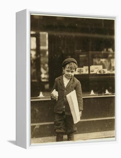 5 Year Old Newsboy Tommy Hawkins Only 3 Ft 4 Ins Tall, Working in St. Louis, Missouri, 1910-Lewis Wickes Hine-Framed Premier Image Canvas