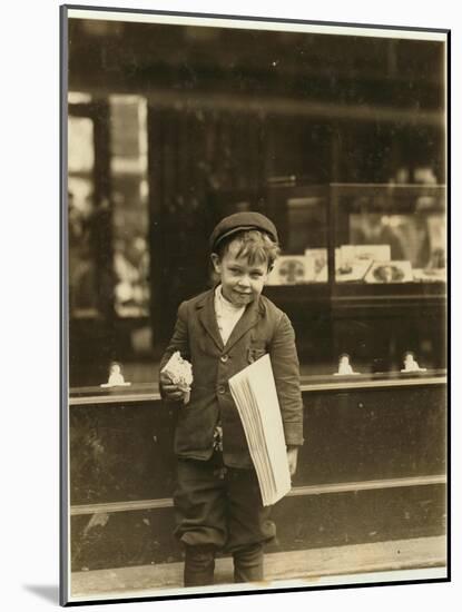 5 Year Old Newsboy Tommy Hawkins Only 3 Ft 4 Ins Tall, Working in St. Louis, Missouri, 1910-Lewis Wickes Hine-Mounted Giclee Print