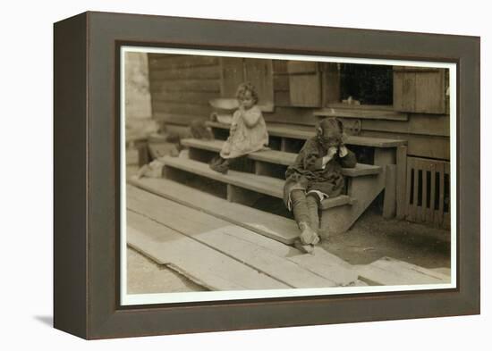 5 Year Old Olga Schubert Began Work About 5:00 A.M. Helping Her Mother in the Biloxi Canning Factor-Lewis Wickes Hine-Framed Premier Image Canvas