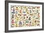 52 Cats, 2017, ink and collage-Sarah Battle-Framed Giclee Print