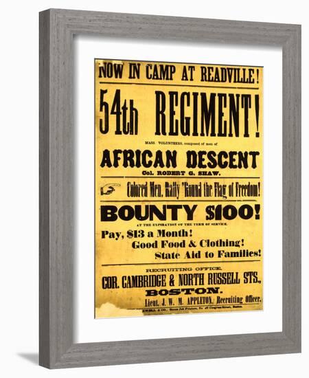 54th Regiment Recruiting Poster, 1863-Science Source-Framed Giclee Print