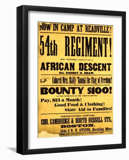 54th Regiment Recruiting Poster, 1863-Science Source-Framed Giclee Print