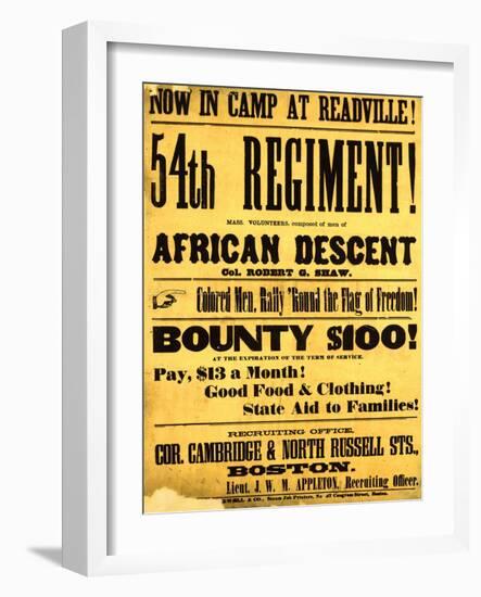 54th Regiment Recruiting Poster, 1863-Science Source-Framed Giclee Print