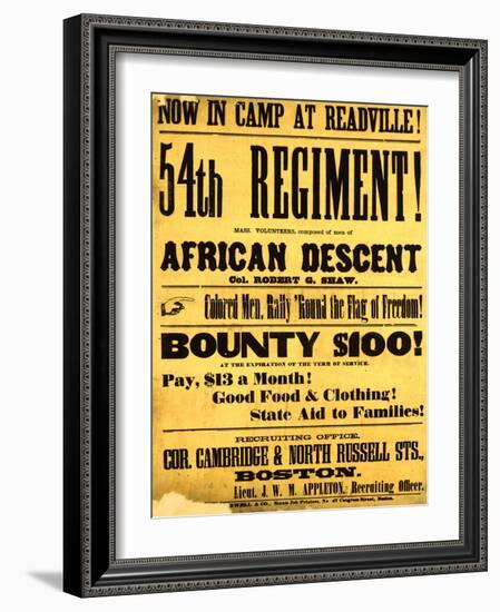 54th Regiment Recruiting Poster, 1863-Science Source-Framed Giclee Print