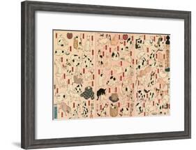 55 Cats Representing the Fifty-Three Stations of the Tokaido-Kuniyoshi Utagawa-Framed Giclee Print