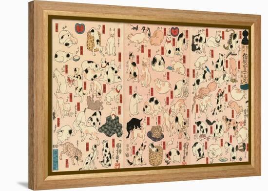 55 Cats Representing the Fifty-Three Stations of the Tokaido-Kuniyoshi Utagawa-Framed Premier Image Canvas