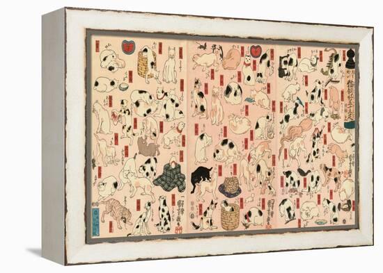 55 Cats Representing the Fifty-Three Stations of the Tokaido-Kuniyoshi Utagawa-Framed Premier Image Canvas