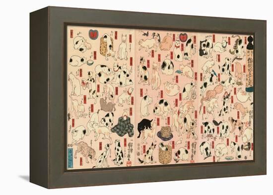 55 Cats Representing the Fifty-Three Stations of the Tokaido-Kuniyoshi Utagawa-Framed Premier Image Canvas