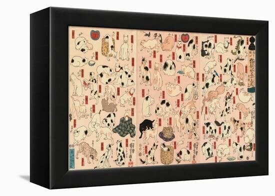 55 Cats Representing the Fifty-Three Stations of the Tokaido-Kuniyoshi Utagawa-Framed Premier Image Canvas