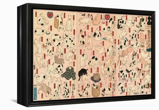 55 Cats Representing the Fifty-Three Stations of the Tokaido-Kuniyoshi Utagawa-Framed Premier Image Canvas