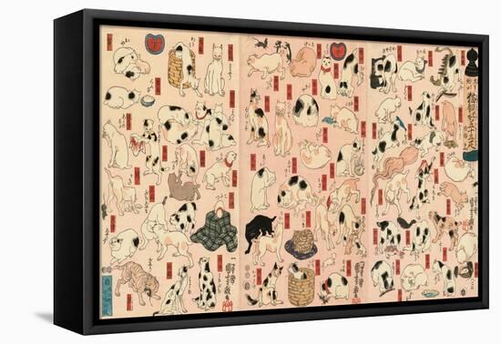 55 Cats Representing the Fifty-Three Stations of the Tokaido-Kuniyoshi Utagawa-Framed Premier Image Canvas