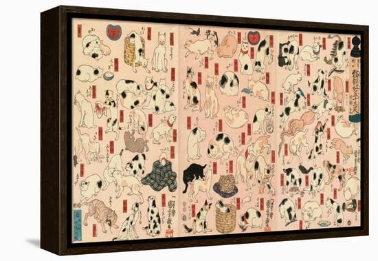 55 Cats Representing the Fifty-Three Stations of the Tokaido-Kuniyoshi Utagawa-Framed Premier Image Canvas