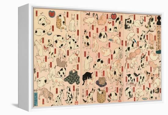 55 Cats Representing the Fifty-Three Stations of the Tokaido-Kuniyoshi Utagawa-Framed Premier Image Canvas