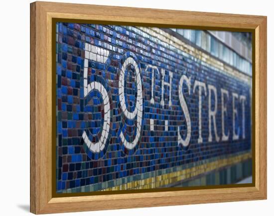 59Th Street Subway Station Sign.-Jon Hicks-Framed Premier Image Canvas
