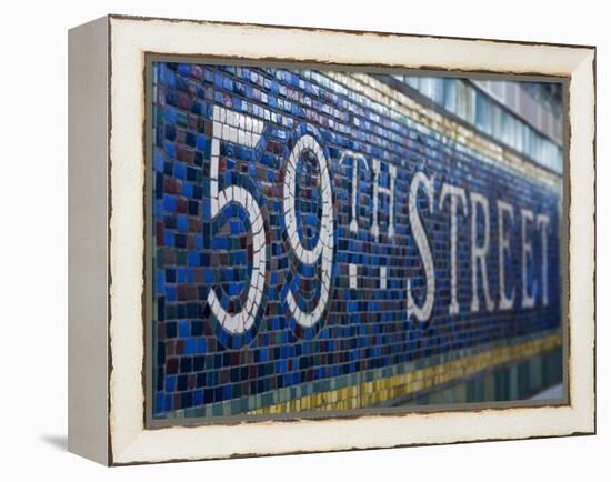 59Th Street Subway Station Sign.-Jon Hicks-Framed Premier Image Canvas