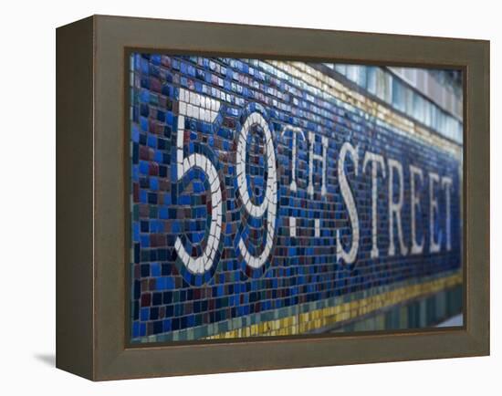 59Th Street Subway Station Sign.-Jon Hicks-Framed Premier Image Canvas