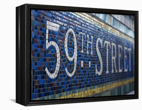 59Th Street Subway Station Sign.-Jon Hicks-Framed Premier Image Canvas