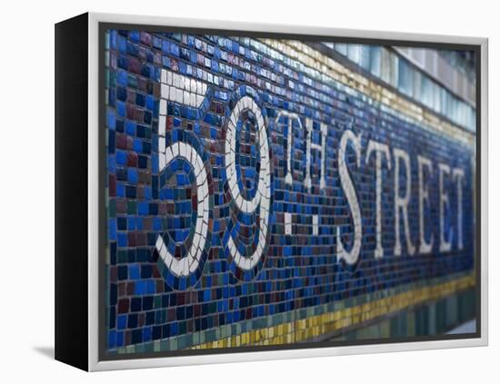 59Th Street Subway Station Sign.-Jon Hicks-Framed Premier Image Canvas