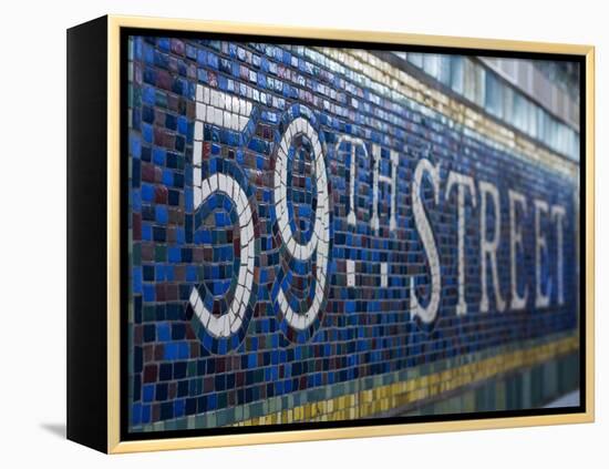 59Th Street Subway Station Sign.-Jon Hicks-Framed Premier Image Canvas