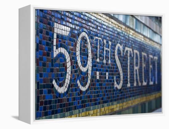 59Th Street Subway Station Sign.-Jon Hicks-Framed Premier Image Canvas