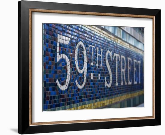 59Th Street Subway Station Sign.-Jon Hicks-Framed Photographic Print