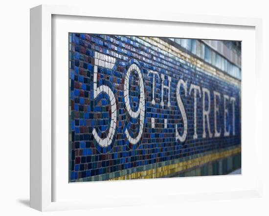 59Th Street Subway Station Sign.-Jon Hicks-Framed Photographic Print