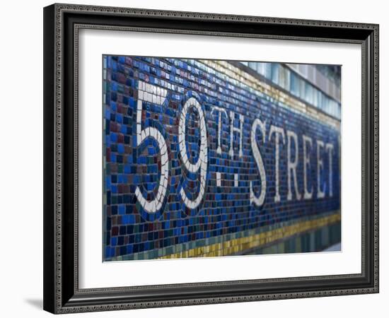 59Th Street Subway Station Sign.-Jon Hicks-Framed Photographic Print