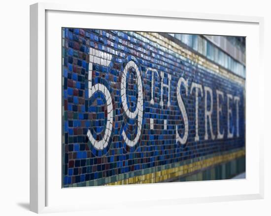 59Th Street Subway Station Sign.-Jon Hicks-Framed Photographic Print