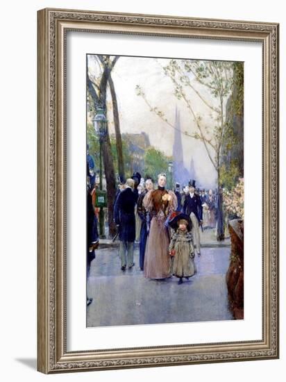 5th Avenue, Sunday, 1890-91-Childe Hassam-Framed Giclee Print