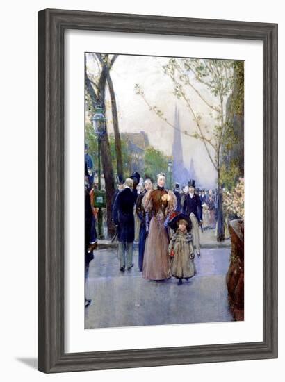 5th Avenue, Sunday, 1890-91-Childe Hassam-Framed Giclee Print