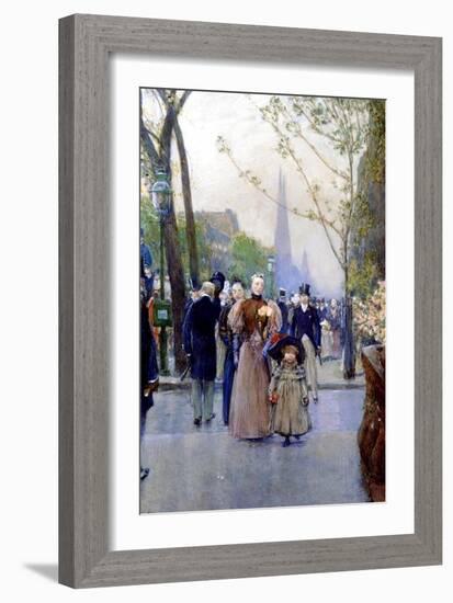 5th Avenue, Sunday, 1890-91-Childe Hassam-Framed Giclee Print