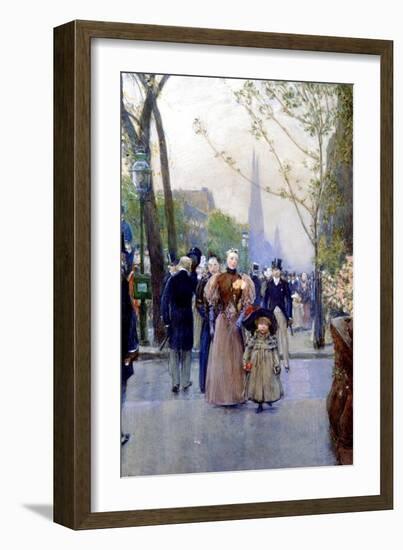 5th Avenue, Sunday, 1890-91-Childe Hassam-Framed Giclee Print